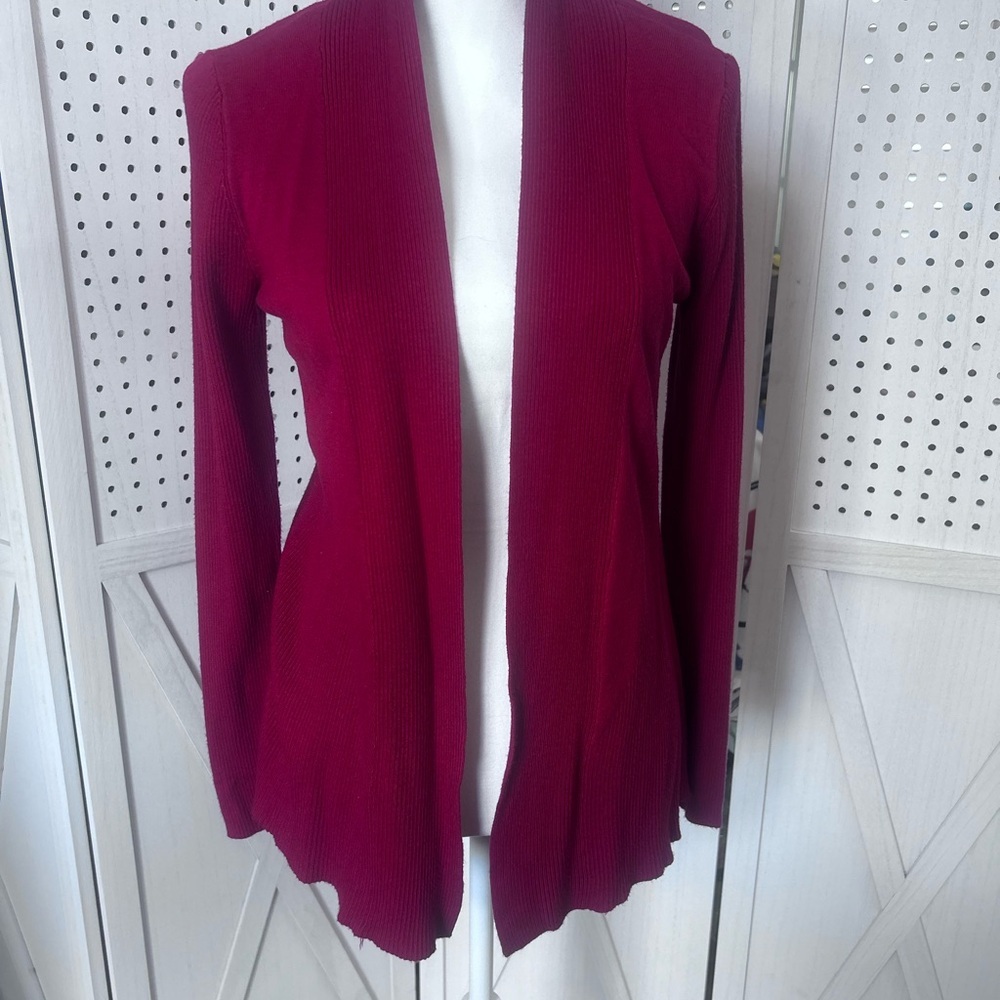 Dana Buchman Rich Red Open-Front Cardigan